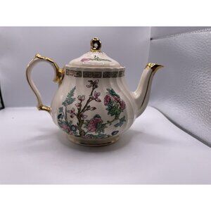 Sadler England Indian Tree Gold Trim floral tea pot